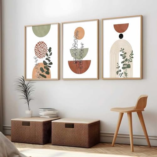Image of kotart Boho Art Home Decoration Paintings With Frame For Living Room Bed Room Hotel Wall Decor Digital Reprint Set of 3 (13X17 inch)