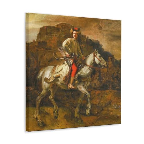 Tableau The Polish Rider de Rembrandt | Impression sur toile encadrée 50x50 cm