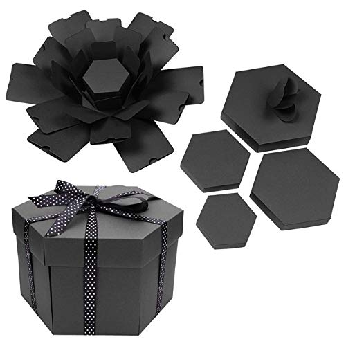 Boîte d'explosion créative hexagonale DIY Album photo Scrapbooking Boîte à pompe Cadeau Noir Chine