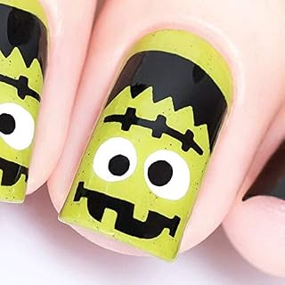 Whats Up Nails - Frankenstein's Monster Vinyl Stencils for Halloween Nail Art Design (1 Sheet, 15 Stencils)
