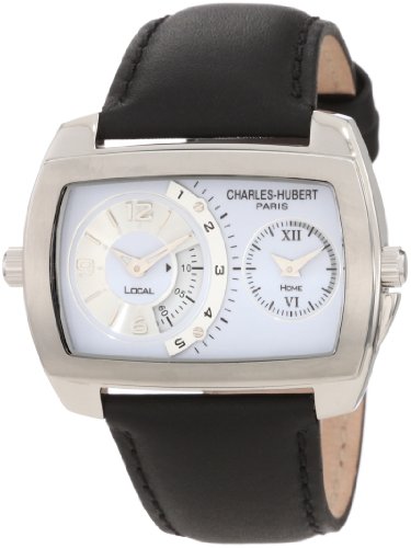 Charles-Hubert- Paris Mens Stainless Steel Case Dual Time Quartz Watch #3743-W