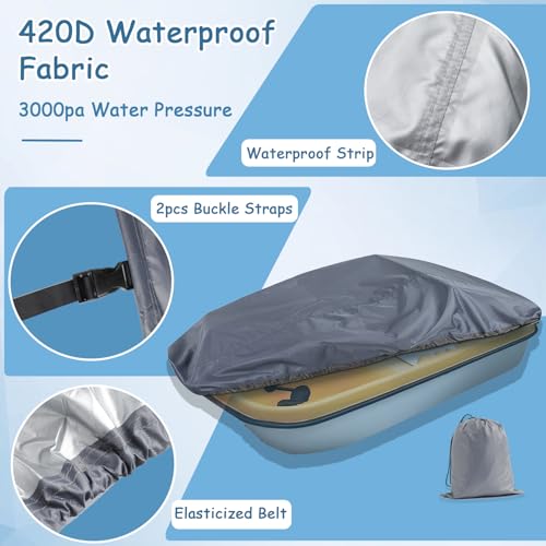 King Mills Waterproof, Windproof, Durable, Heavy-duty Paddle Boat Cover, Ideally Used for Peddle, Pelican, Sun Dolphin Boat, Pedal Boats for Lake, and Paddle Covers for Outdoor Storage