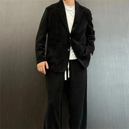Men's 2 Piece Outfit Set Solid Color Full Suits and Blazers Youth Pants Korean Casual2