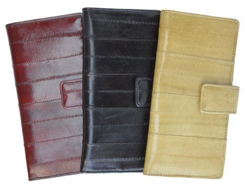 MARSHAL High End Eel Skin Leather Bifold Credit Card Holder with Button Closure4
