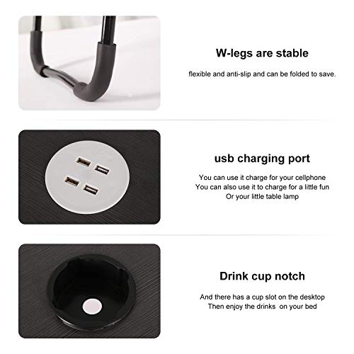 Laptop Stand Portable Laptop Desk for Bed,Sofa Table Floor Tray Multifunction Table,Accessories Notebook Reading Writing with Cup Slot for Eating Breakfast and Beverages (Give Away Table Lamp Fan)