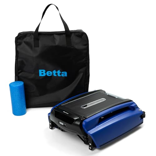 Betta SE Solar-Powered Robotic Automatic Pool Skimmer Cleaner with Carrying and Storage Bag, 30+ Hour Cleaning Battery, Anti-Stuck Foam Noodle, and Re-Engineered Twin SCT Motors (Blue)