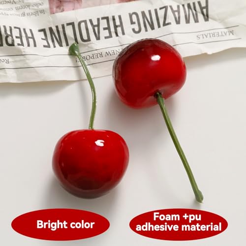 20 Stück Kirschen Deko,Gegen Verblassen Simulation Kirschenmodell Sorgfältig Künstliche Früchte,Lebensechten Schwarz Rot Kirsche Deko Obst,für Die Obstschale Tischdekoration DIY Foto-Props Party