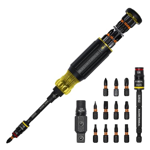 Klein Tools 32516HD KNECT 16-in-1 Impact-Rated Hybrid Screwdriver/Nut Driver, Magnetic, Flip Socket, 11 Bits, 2 Nut Drivers, 3/8-Inch Square Adapter