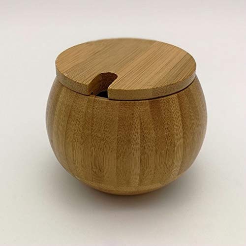 Luxshiny Bamboo Sugar Bowl Or Spices Bowl With Spoon Wood Condiment Jar Container Farmhouse Salt Pot Butter Dish Kitchen Canisters Coffee Bar Accessories #TOP4