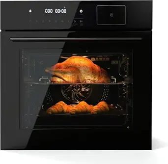 24 Inch Built-In Convection Wall Oven 2.5 Cu Ft | 3000W Powerful 3D Surround Heating, 8 Baking Modes, Touch Control, Double-Layered Safety Glass, Timer | Energy Efficient Electric Oven for Kitchen