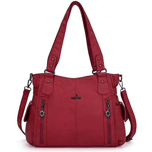 Handbags for Womens Top-Handle Hobo Purse Roomy Casual Shoulder Bag Fashion PU Tote Satchel Purse for Womens (red)