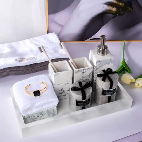 2pcs Bathroom Tray Organiser, Silicone Vanity Trays, 10×20cm Non-Slip Bathroom Trays, Toilet Tank Storage Organiser Decorative Tray for Perfume Candle, White Marble - Cosy Home Interiors 2pcs Bathroom Tray Organiser, Silicone Vanity Trays, 10×20cm Non-Slip Bathroom Trays, Toilet Tank Storage Organiser Decorative Tray for Perfume Candle, White Marble - Image 5