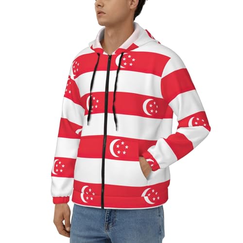 Sweat à capuche zippé imprimé Singapour veste décontractée - 2