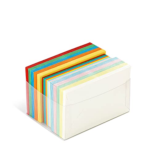 Favini A57X151 Scatola multicolore da 100 Buste e 100 Cartoncini 5 colori intensi + 5 colori pastello assortiti Dimensioni 7,2x11 cm. Tanti colori ideali per ogni occasione speciale, Made in Italy