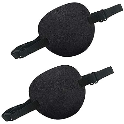 THSIREE 2 Pack Eye Patches for Kids Adults, Adjustable Single Eye Patch, Comfortable Lazy Eye Patches Pirate Eye Patches for Amblyopia Strabismus, Black Cover