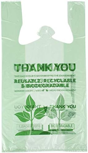 Green T-Shirt Thank You Plastic Bags (Pck of 500 Bags)