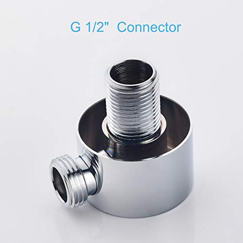 Keymark Chrome Wall Supply Elbow, Brass Round Wall Mount Shower Hose Connector 1/2″ Drop Ell Union Water Outlet For Handheld Hand Shower #TOP3