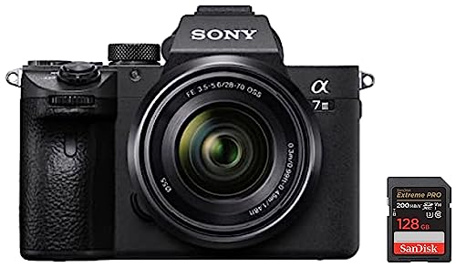 Sony Alpha ILCE-7M3K Full-Frame 24.2MP Mirrorless Digital SLR Camera & SanDisk Extreme Pro SD UHS I 128GB Card for 4K Video for DSLR and Mirrorless Cameras 200MB/s Read & 90MB/s Write