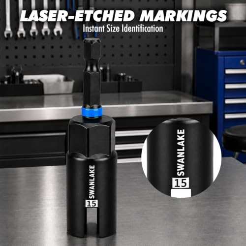 Image of 3-Piece Wing Nut Driver Set, 9mm, 12mm, 15mm, 1 /4 Inch Hex Shank Power Nuts Driver Bit, Wing Nut Socket for Eye Bolt, Hook Bolt Installation, Wire Twisting