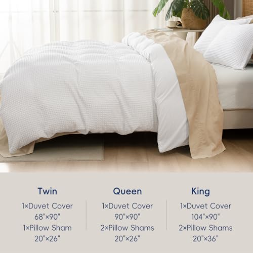 David's Home Soft Textured Waffle Weave Duvet Cover Set, Twin Size, White by David's Home - Used condition - Image 7