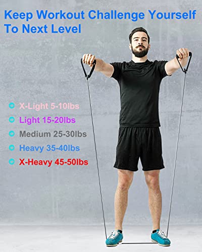 Resistance Exercise Bands Set With Handles Workout Bands For Physical Therapy, Strength Training, Muscle Toning - Door Anchor And Workout Guide.(Pink,Purple,Gray) #TOP2