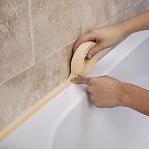 Image of Caulk Strip Tape, Waterproof Dustproof PVC Self Adhesive Caulking Sealing Tape for Kitchen Sink Toilet Bathroom Shower Bathtub Wall(0.86 inch x6.56',Beige)
