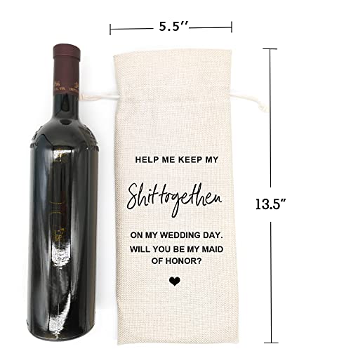 Bridesmaid Wine Bag, Gift for Bridesmaids, Wedding Wine Bag Gift, Bridal Shower, Engagement, Bachelorette Party Favor, Will You Be My Maid of Honor