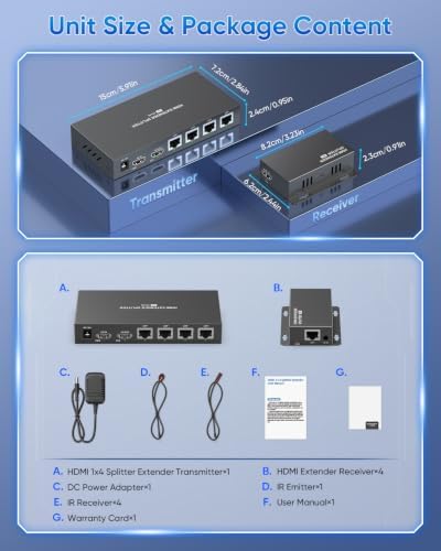4K HDMI Extender Splitter 1 in 4 Out Over Ethernet CAT6/7 4K@30Hz 165FT — view 7