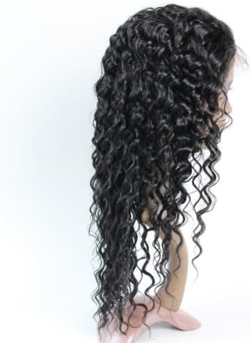Full Lace Wigs 12" indian Hair 100% Remy Human Hair Wig Deep Wave #1 trademark:hairpr