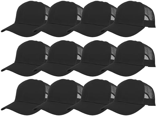Gelante Mesh Trucker Baseball Cap Structured Front Panel Wholesale LOT 12 Pack TR001 Black