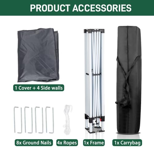 Bonnlo Tonnelle de Jardin Pliante 2x2 Imperméable avec Protection UV 50+ Gris foncé