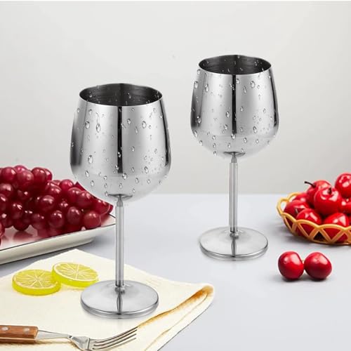 Lot de 4 verres à vin en acier inoxydable argenté nomade