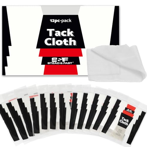 S&F STEAD & FAST Tack Cloth for Automotive Painting, White, 12-Pc Tack Cloths for Removing Dust from Woodworking