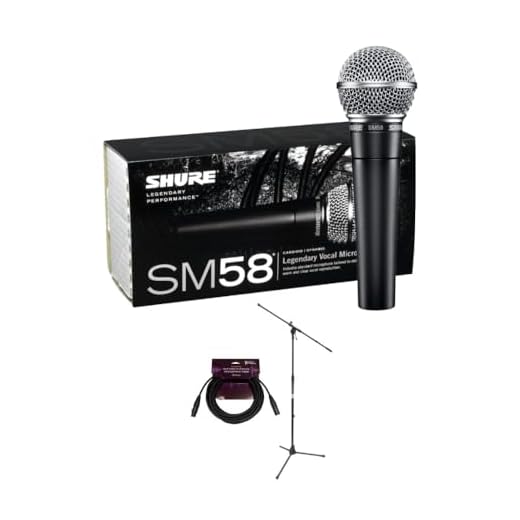 Shure Cardioid Dynamic Vocal Microphone Bundle with Stand and Cable (3 Items)