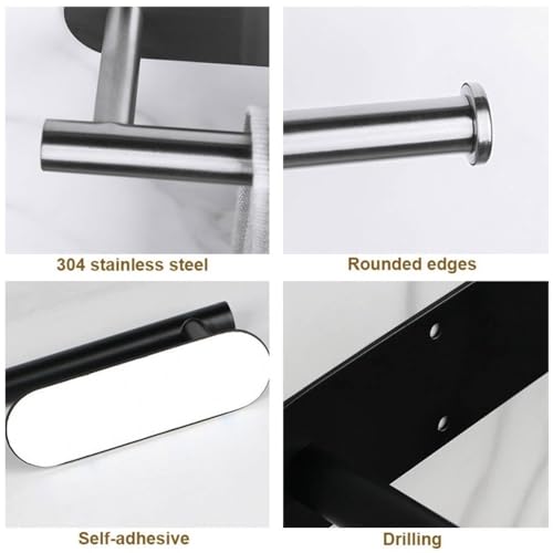 Portarrollos de cocina de acero inoxidable negro mate para pared 4