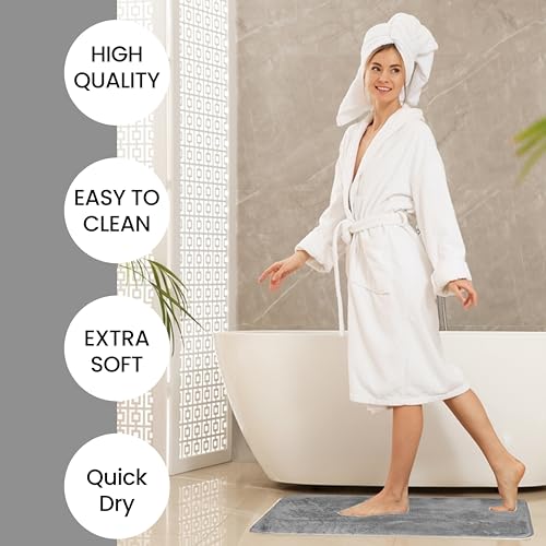 Olivia Rocco 2 Piece Bath Mat Set Extra Soft Easy Care Plush Bath Rug + Toilet Mats Super Absorbent Non Slip Bathmat for Bathroom Toilet Shower, Charcoal - Cosy Home Interiors Olivia Rocco 2 Piece Bath Mat Set Extra Soft Easy Care Plush Bath Rug + Toilet Mats Super Absorbent Non Slip Bathmat for Bathroom Toilet Shower, Charcoal - Image 3