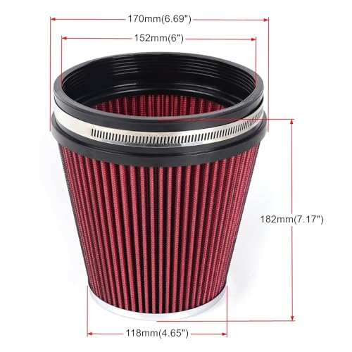 6" Inlet Cold Air Intake Filter Cone Replacement Performance Washable Clamp-On Dry Air Filters Red (6" Tall) by muge racing - Used condition - Image 6