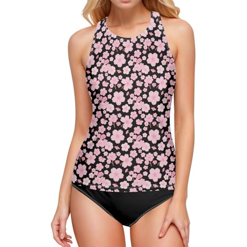 Tankini rose japonais en tissu zéphyr haut de maillot de bain gainant haut de gamme