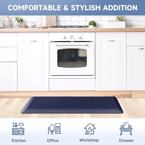 Image of StepRite 4 /5 Inch Thick Kitchen Mat Anti Fatigue Mat Kitchen Rugs Kitchen Decor Non-Slip, Stain & Water Resistant, Kitchen Mats Desk Mat for Kitchen, Office, Workshop, Blue, 17'' x 39''