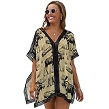 DGTXWIT Beach Cover Up for Women Moose Logs Stumps Grass Lightweight Loose Resort Wear, Swimsuit Bikini Cover Up for Summer