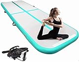 DPPAN 10 / 20cm Hoch Airtrack Matten, 2/3/4/5/6M Air Track Tranningsmatte Airtrack Tumbling Mit Elektrischer Luftpumpe Für Zuhause, Taekwondo, Outdoor Usw,Green_500x100x20cm