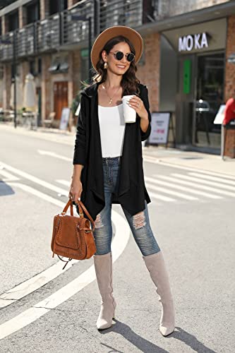 VIISHOW Womens Lightweight Casual Hoodie Cardigans Open Front Waffle Knit Long Sleeve Outwear Coat with Pockets2