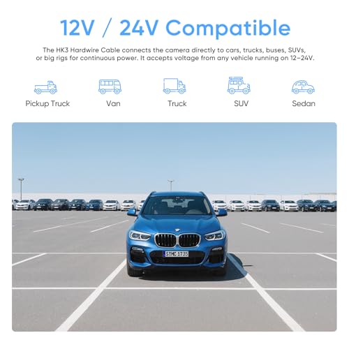 VIOFO HK3 Acc Hardwire Cable for A129, A129 Plus, A129 PRO, A129 IR, A119 V3, Enables Parking Mode, Low Voltage Protection (Fuse Tap Not Included)