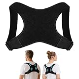 Asheyya 1 Pcs Back Brace Posture Corrector, Black Adjustable Lightweight Breathable Upper Back Support for Men Women