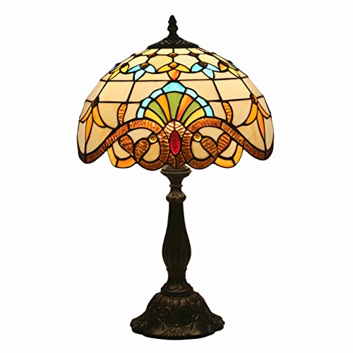 Lampe de bureau vintage en vitrail de style baroque chic 19" E27