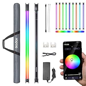 Godox TL120 RGB LED Video Light Stick Wand, Handheld Tube Light, Adjustable 2700K~6500K, Built-in Lithium Battery, CRI 96+ TLCI 98+, 360° Full Color, 39 Light Effects, Support APP/Remote/DMX Control