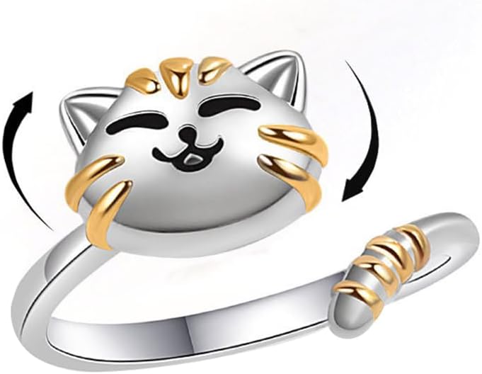Cute Jewelry: Cat Pet Anxiety Spinner Ring for Stress Relief