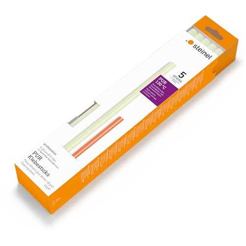 Steinel 087388 PUR Glue Sticks Diameter 11 mm Set, Outdoor Adhesive, 5 Sticks Including 2 Flushing Sticks, Weather and Moisture Resistant Mounting Adhesive, Transparent, 11 x 250 mm