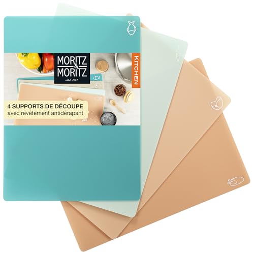 Moritz & Moritz 4x Planche a Decouper Souple - 28 x 38 cm – Planche à découper plastique pour un Travail Rapide – Set Planche à découper flexible -...