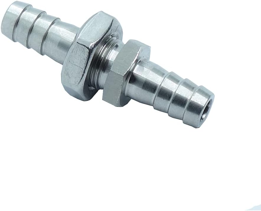2 Pcs 1/4" Barbed Stainless Hose Barb Bulkhead Fitting Straight Thru-Bulk Barbed Bulkhead Union Fitting Panel Mount Hose Barb Connector